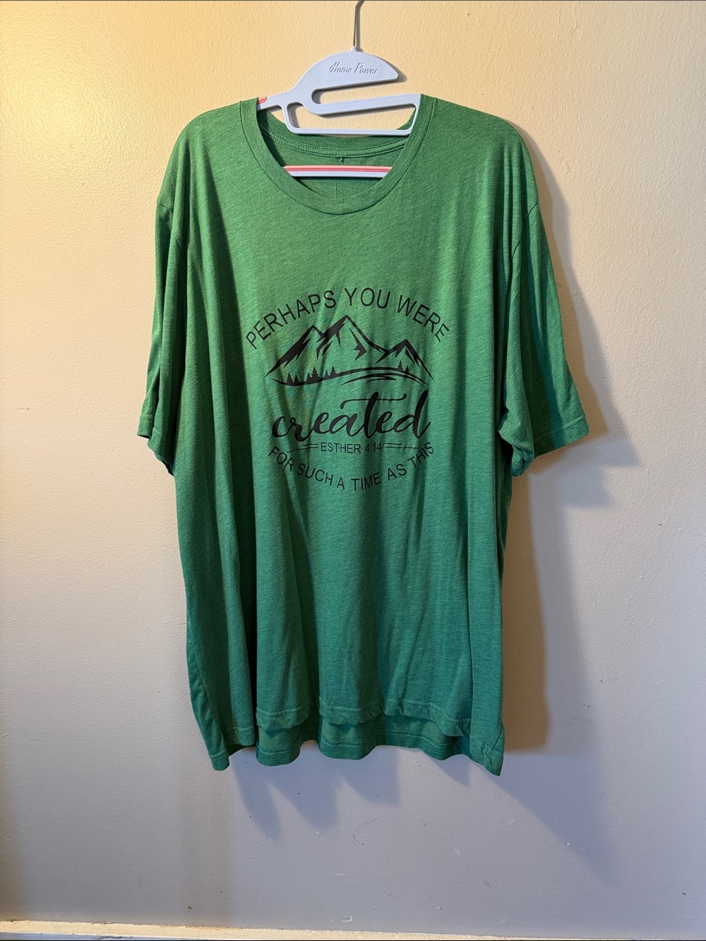 Created Graphic Crewneck T-Shirt in Green Bible verse v neck